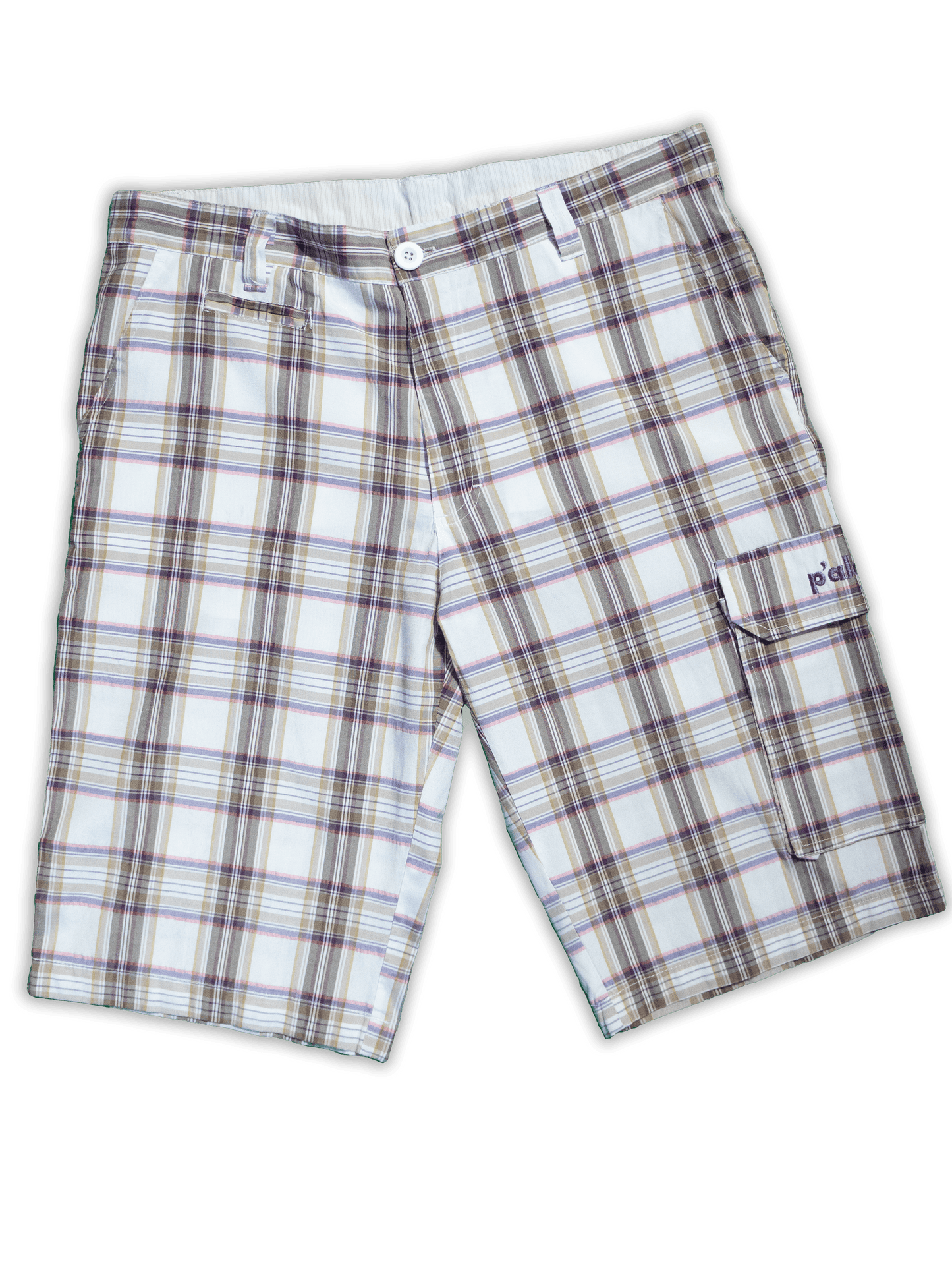 BROWN & VIOLET CHEQUERED SHORTS / 35 / LOGO