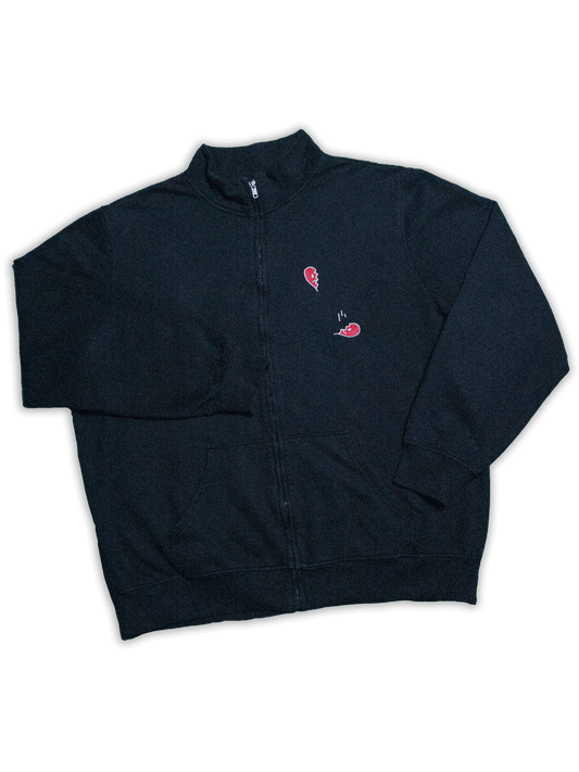 BLACK ZIPPED SWEATSHIRT / XL / BROKEN HEART